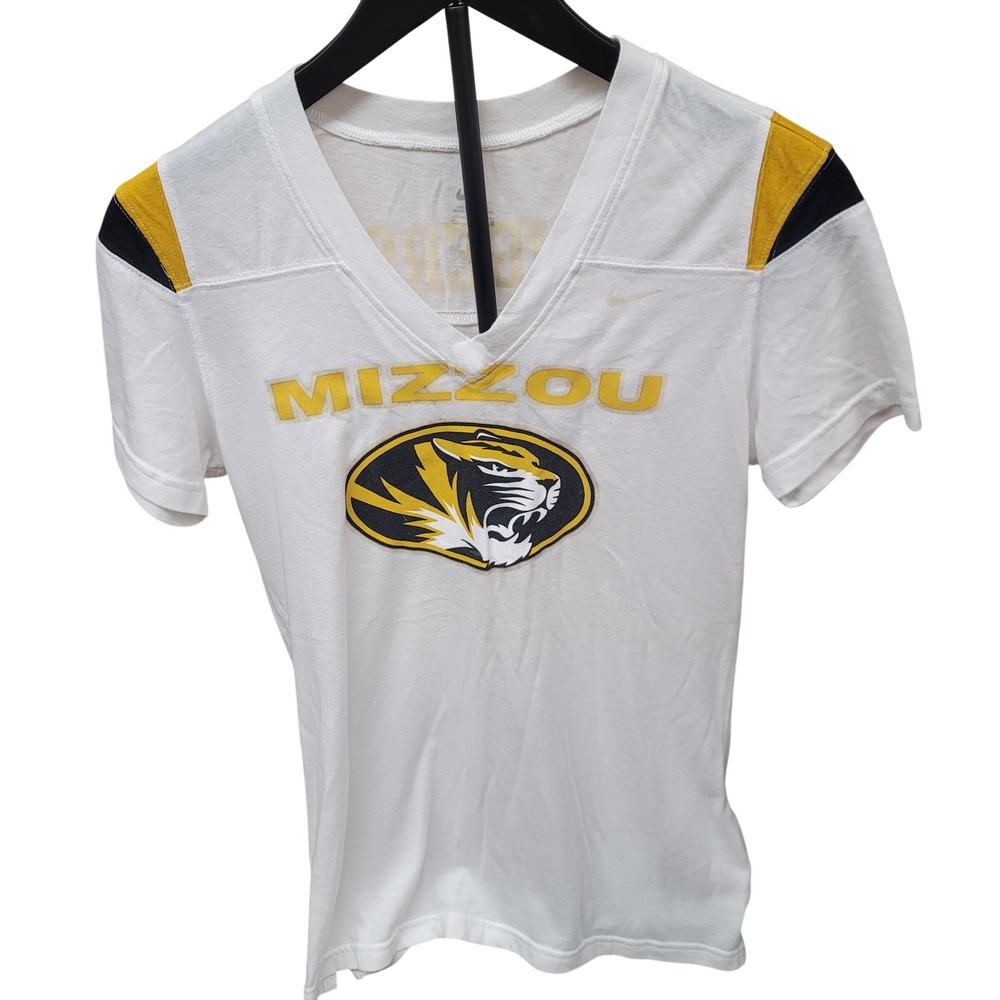 Nike Mizzou Tigers Football Jersey T Shirt Women's Size M White Gold Black